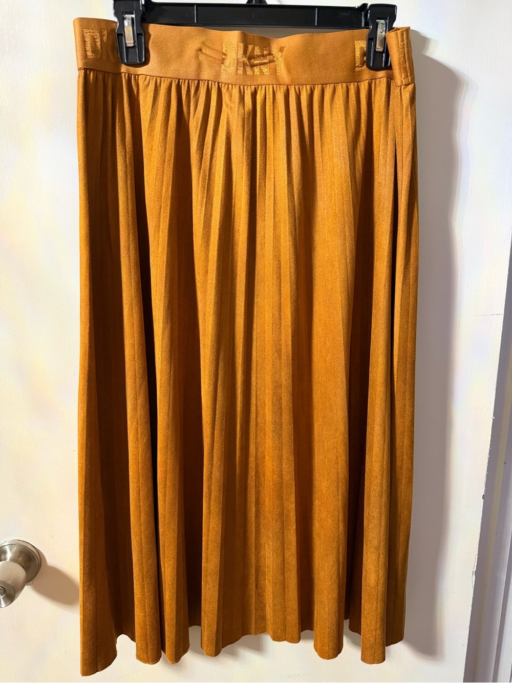 DKNY Golden Mustard Pleated Maxi Skirt